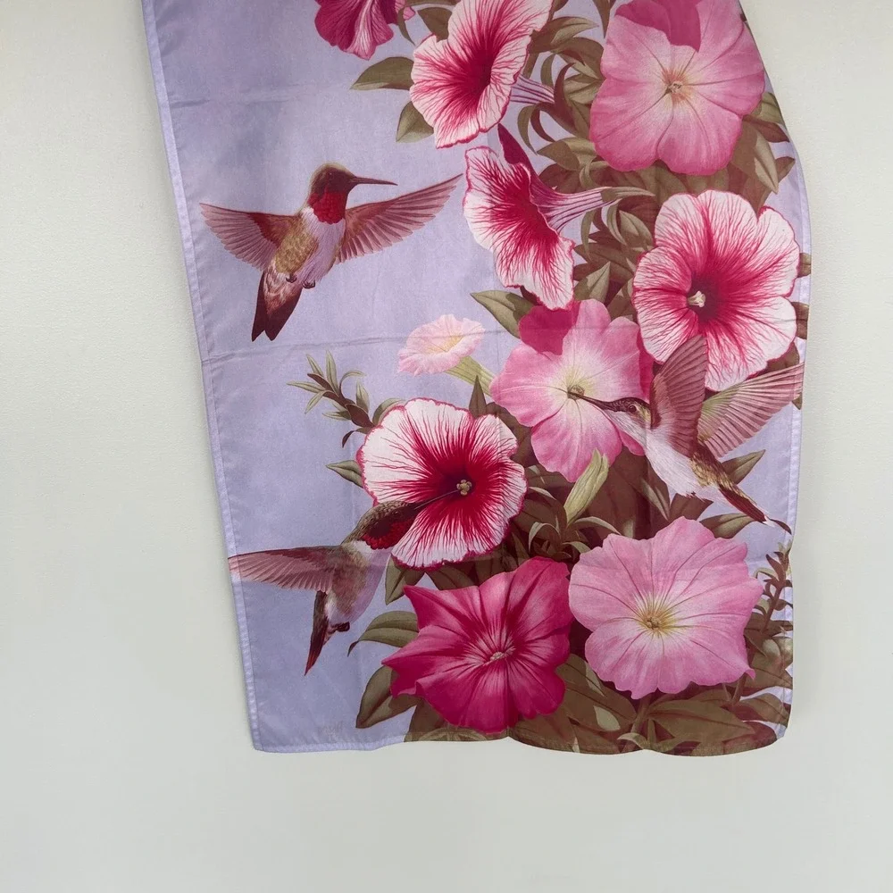 Akers Hummingbird Petunia Garden Flag Large 24x36 Pink Purple Floral Yard Decor